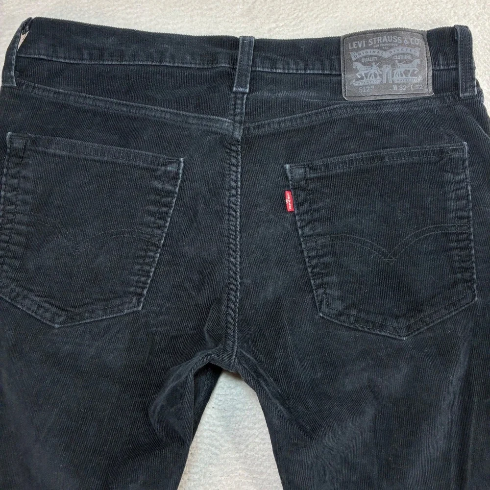 Levis 512 Corduroy Pants Mens 32x32 Black Slim Tapered Preppy Casual‎ Chino